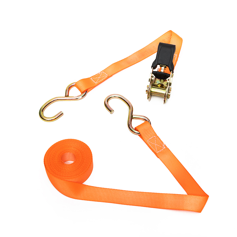 1 polegada 25mm 800 kg tiras de amarração de catraca com gancho S preto