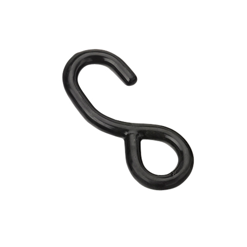 Gancho S preto com revestimento de PVC de 1 polegada