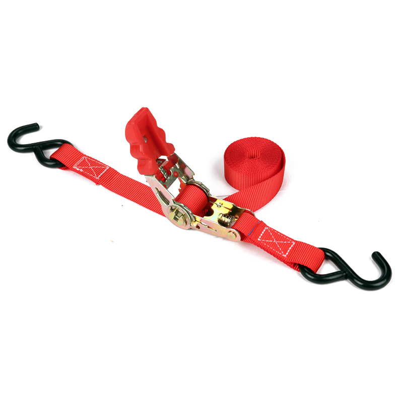 1 polegada 25mm 800 kg tiras de amarração de catraca com gancho S preto